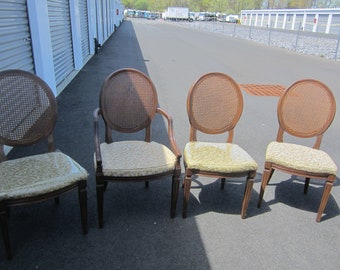 Set of 6 Vtg Dining Chairs, Cane Back, Cushioned Seats, French Style, NO shipping pick up only