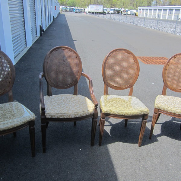 Set of 6 Vtg Dining Chairs, Cane Back, Cushioned Seats, French Style, NO shipping pick up only