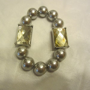 Vtg LIA SOPHIA stretch Bracelet w/Rectangle Clear Rhinestones