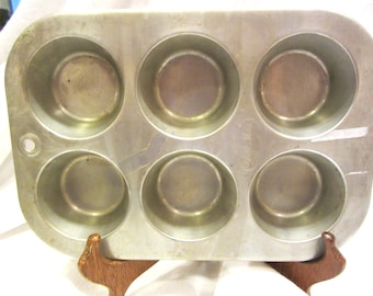 Vtg 50's Grant Maid 6 Cup Muffin Tin, Aluminum