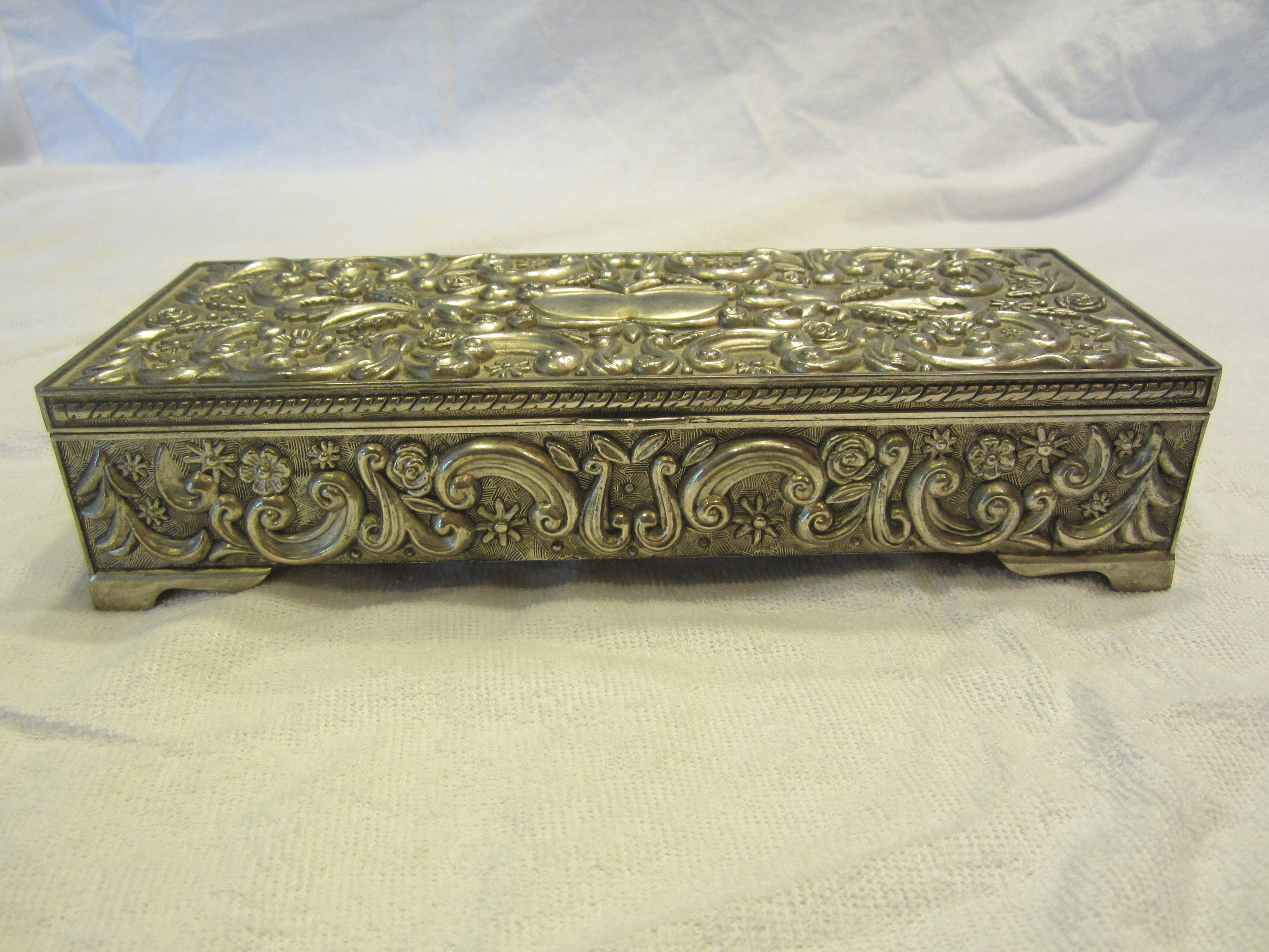 Vtg GODINGER Silver Plated Jewelry Box, Very Ornate Etsy