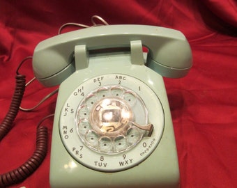 Rare Vtg BELL/WESTERN ELECTRIC Rotary Phone, Aqua Blue, w/Chords