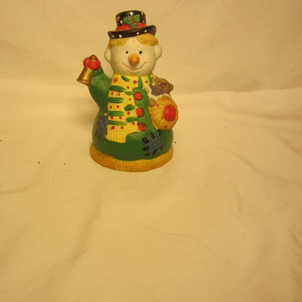 VTG 90'S SNOWMAN BELL ceramic/porcelain