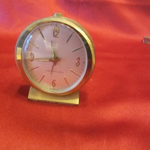 Vtg 50&#39;s WESTCLOX Wind-Up Alarm Clock, Made in Germany, Goldtone