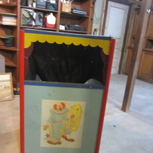 Vtg 50's-60's PUPPET THEATRE, Hand Made, Free standing w/Clown on front