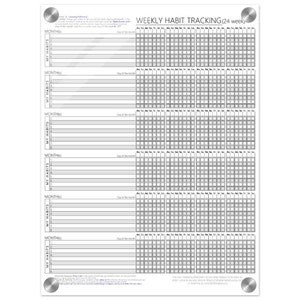 Wekelijkse gewoontekaart Dry Erase (zwart-wit) - acryl wandgemonteerde gewoonte-tracker voor 24 weken - Blijf op schema - Ideaal voor het bijhouden van resoluties