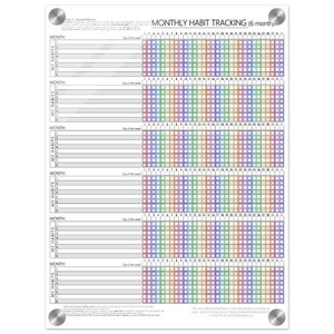 Maandschema Dry Erase (staand/kleur) - Acryl 6 maanden Habit Tracker - Blijf op schema - Ideaal voor het bijhouden van resoluties