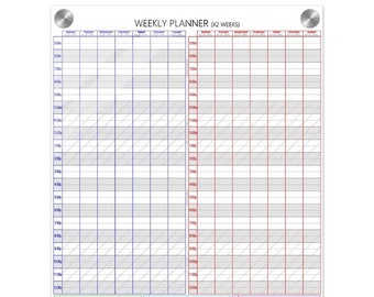 Dry Erase Colorful Weekly Planner / Weekly Day Timer - x2 Weeks Plus Notes - Stay on Track - Executive Function Helper (Vertical)