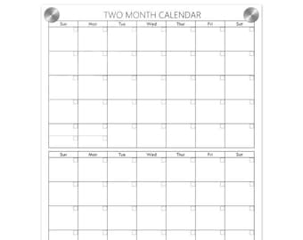 Two Month Dry Erase Calendar (Black & White) - Acrylic 2 Month Wall Calendar - Get Organized - Perpetual Calendar