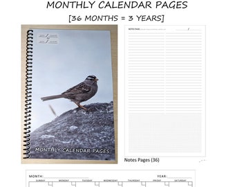 Monthly Calendars and Notes(x3 Years) - Track appointments & to-do lists, with 3 years worth of calendar pages [Undated SPIRAL BOUND]