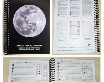 Månjournal / Månjournal [Spiralbunden] - Följ ditt förhållande till månfaser och hitta dina mönster! (med zodiak) {Levereras till dig}