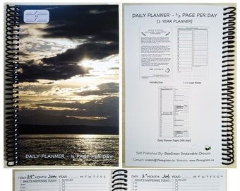 Day Planner - Half Page Per Day - Daily Journal (Day Timer) [Undated Spiral Bound] {Journal shipped to you}