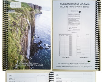 Reading Journal & Book Review - Review What you read and keep track of what's next [Spiral Bound, Journal shipped to you]