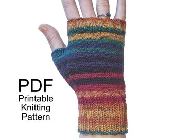 Visual Knitting Pattern - Fingerless Glove (PDF) fingerless mittens [Step by step photo instructions]