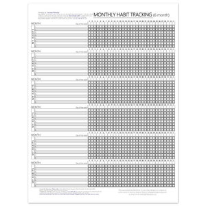 Maandposter met gewoonteschema (zwart-wit) - Bereik je doelen sneller, houd jezelf verantwoordelijk - Blijf op schema - goede voornemens