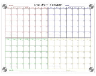 Four Month Dry Erase Calendar (Full Colour) - Acrylic 4 Month Wall Calendar