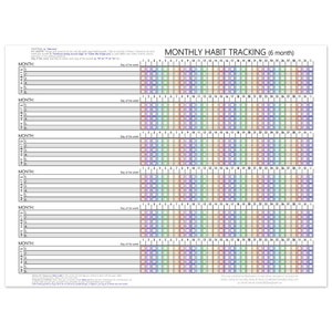 Maandelijkse poster met gewoonteschema (regenboog) - Bereik je doelen sneller, houd jezelf verantwoordelijk - Blijf op schema - goede voornemens