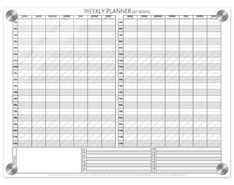 Dry Erase Weekly Planner / Weekly Day Timer - x2 Weeks Plus Notes - Stay on Track - Executive Function Helper (Horizontal)