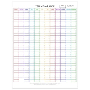 Year at a Glance Poster - Printed on 170 Gsm/ 65 Lb Poster Paper ...