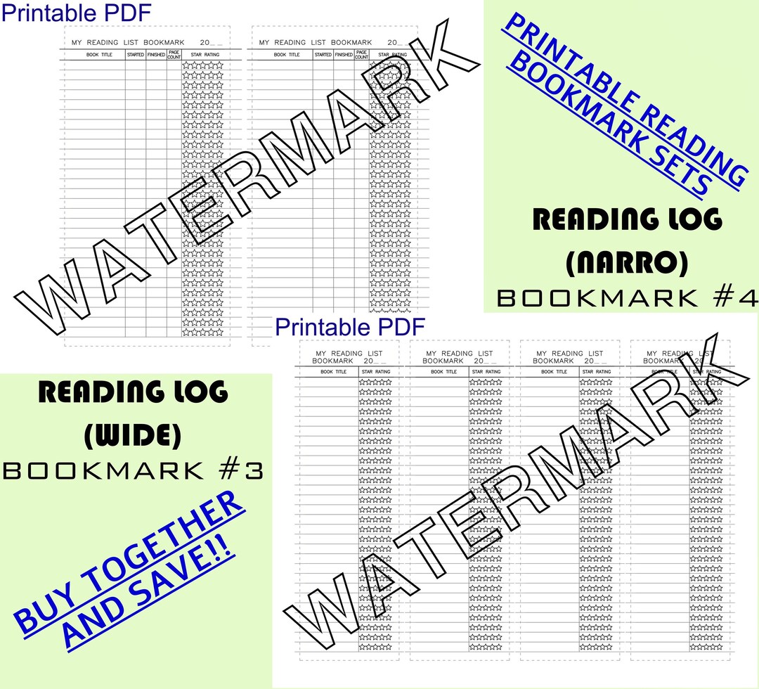 X2 Bookmarks Reading Review & Log Bookmarks x2 Printable Pdfs in One