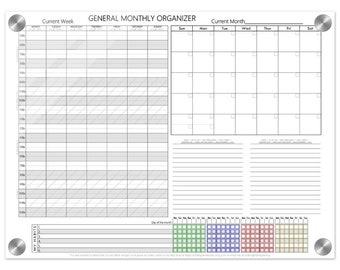 Dry Erase Combo Wall Planner (Colour) - Weekly Daytimer, Monthly Calendar, Notes, & Weekly Habbit Tracker- Executive Function Helper