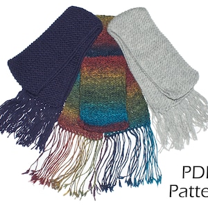 Visual Knitting Pattern - Snuggle Scarf (Simple Knitting Pattern, good for beginners, step by step photo instructions) PDF