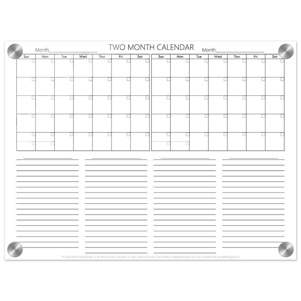 Two Month Dry Erase Calendar black White Acrylic 2 Month Etsy Two Month Dry Erase Calendar black White Acrylic 2 Month Etsy