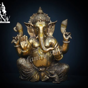 Ganesha Statue- 47CM Antique Ganesh statue, Three tone Ganesha, Ganesha for New Beginning, Home, Decor, Temple, Corner, Entrance, Gifts.