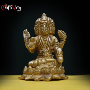 Brass Brahma 7.5CM statue, Brahma sitting on Lotus statue, Brahma Hindu God, Brahma Idol, tridev God Brahma for Temple, office, corner, Gift