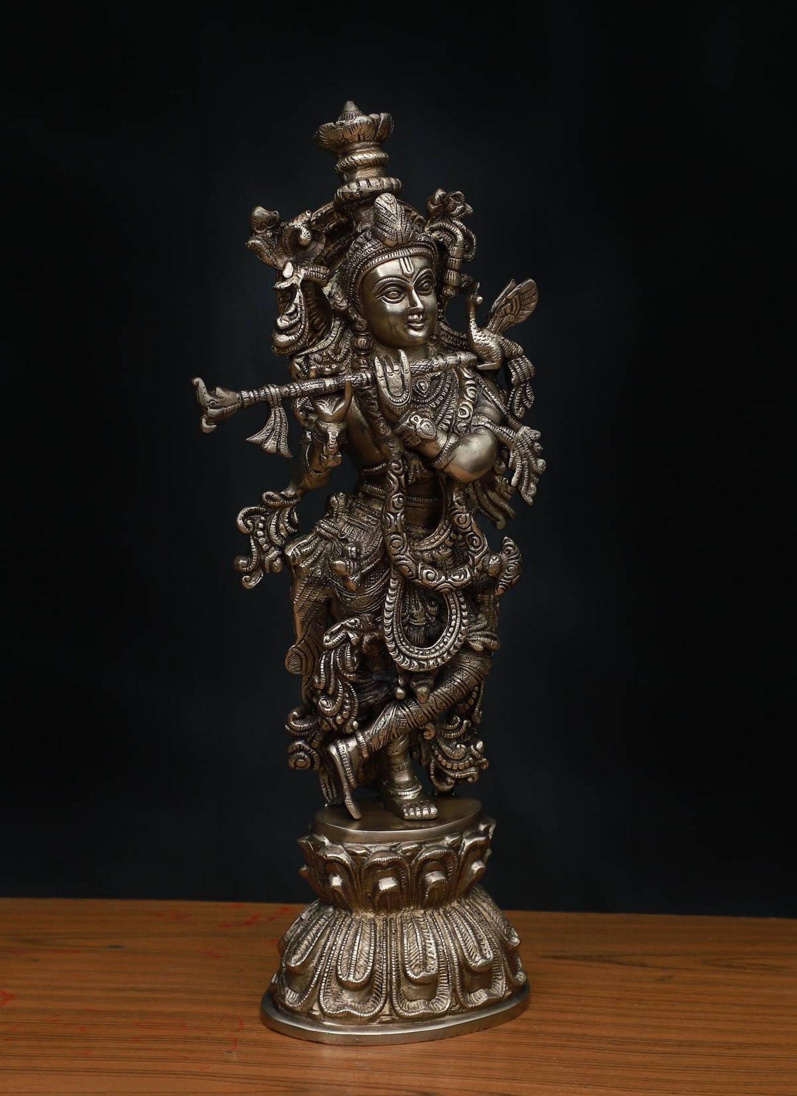 Brass Krishna Standing 45CM Flute Playing Idol Murlidhara Etsy