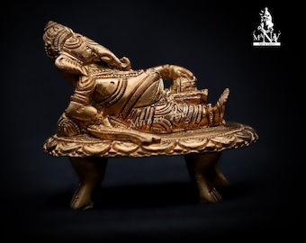 Estatua de Ganesha de latón: Ídolo de Ganesha de 7 cm para Pooja
