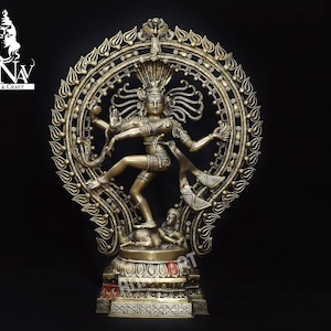 Brass Nataraja Statue: Dancing Shiva Idol, Hindu Decor (56 CM)