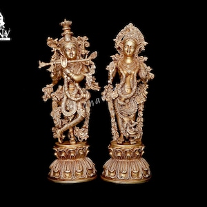 Radha Krishna statue, 46 CM Brass Radha Krishna idol, Radha Krishna Alter, Radha Krishna for Home, Temple, Office, Entrence, Gifts, Puja.