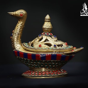Brass Dhoop Dani, 16CM Brass Loban Lamp, Brass Loban Burner, Brass Agarbatti stand, Brass Incense for temple, pooja, office, Reception, Gift