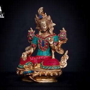 Brass Tara statue, 15 CM Tara Statue, Tara devi Statue, Meditation female compassion buddha Diety,  Gift Meditation- Tara healing idol.
