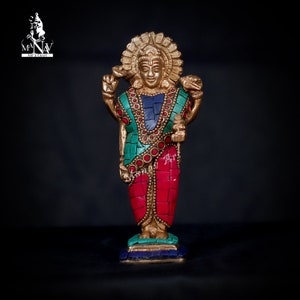Brass Lord Dhanvantari Statue: Hindu God of Ayurveda (14 CM)