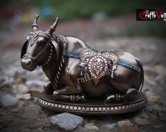 Nandi Sitting 11CM Statue, Nandi sculpture, Nandi for Corner, Home, Decor, Gift, Office.