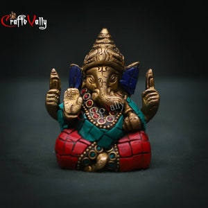 Brass Ganesh statue, Small  ganesh idol, God ganesha, Ganesha figurine, Ganpati sculpture, Gajanan Statue for Pooja room, Gifts.