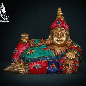 Lord Kuber Statue, 15 CM Kuvera Idol, Dhan Kuber ji Maharaja, Kuber Figurine, Lokapala Statue, Hindu God Kuber for Home, Office,Temple,Gift