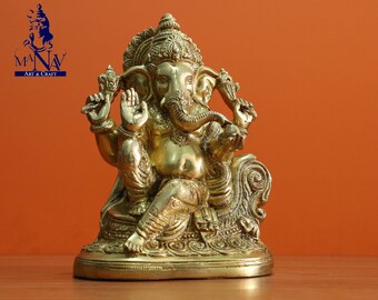 真鍮製ガネーシャ像：ターコイズ象嵌入り10インチガネーシャ像 - Etsy 日本