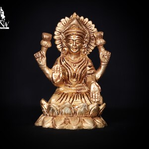 Lakshmi statue- 10 CM Brass Lakshmi Statue, Goddess of Money and Wealth, Lakshmi idol for Temple, corner, decor, office, Gifts.