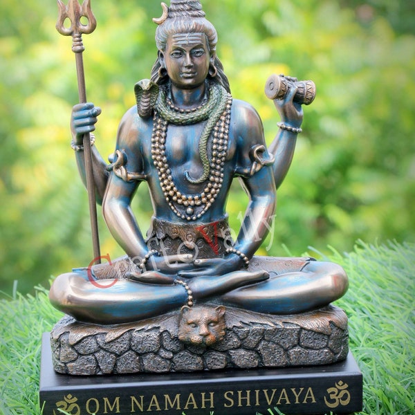 Statue de Shiva en résine - Idole de 17 cm, statue de Shiva, statue de Shiva Adiyogi, statue de Shiva, idole de Shiva pour la maison, temple, bureau, cadeau, décoration.