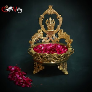 Urli in ottone Ganesh da 30 cm, ciotola tradizionale, regalo per l&#39;arredamento della casa, Uruli a forma di pavone, Urli in ottone Ganesh per la casa, arredamento, ufficio, regali, ingresso.