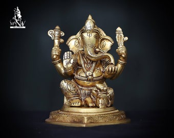 Estatua de Ganesha de latón: Figura de Ganesha de 14 cm para nuevos comienzos