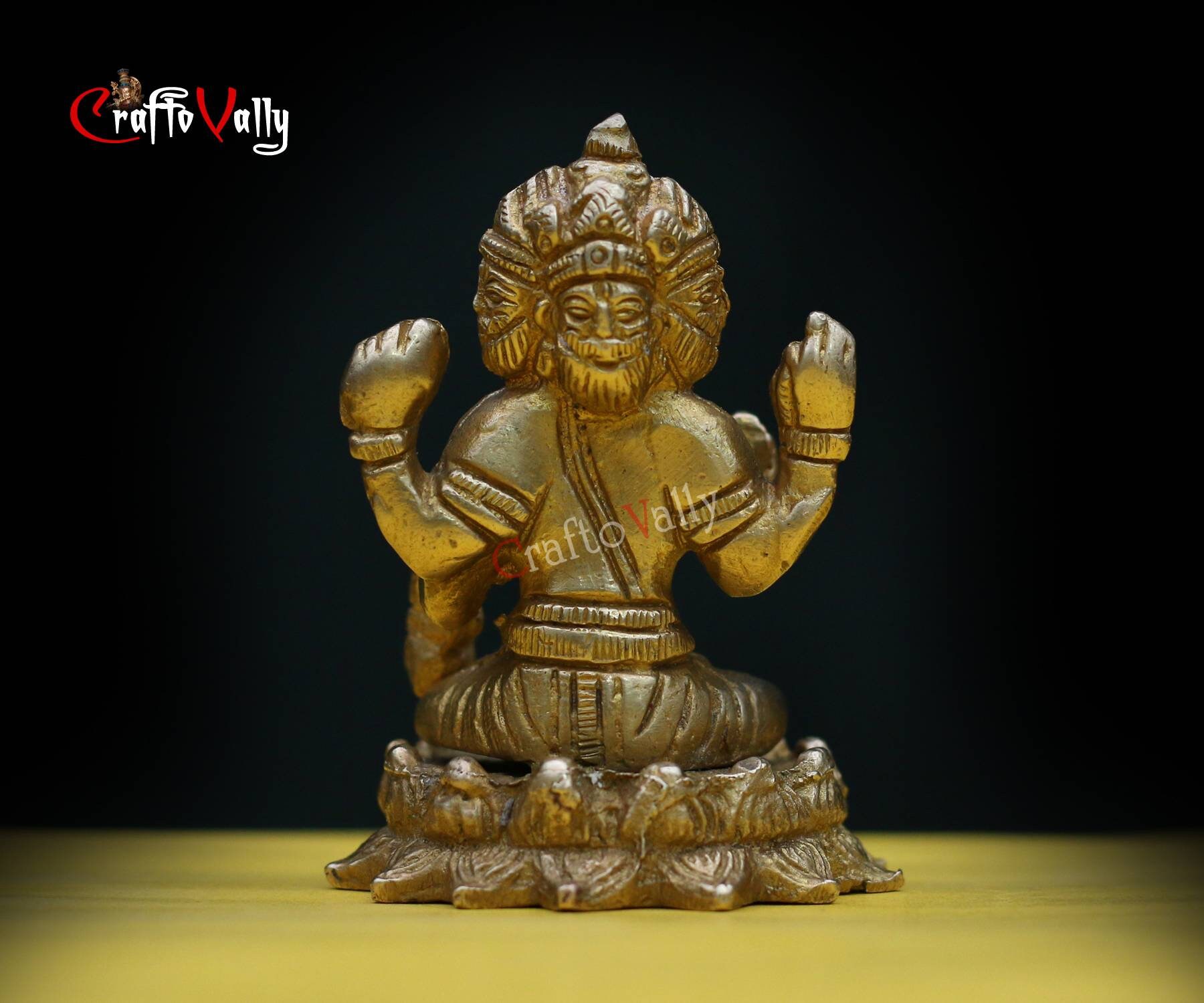 真鍮製ブラフマー像：蓮華座のヒンドゥー教の神偶像（7.5 cm） - Etsy 日本