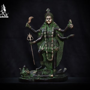 Brass Maha Kali Statue, Goddess Kali Maa 32 CM Statue, Kalika, Kali(Parvati) statue, Mahakali, Hindu Deities for Temple,Home,Decor, Corner.