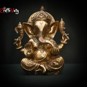 Brass Ganesha 20CM Statue, Ganesha Idol, Ganesh Figurine, Ganesh for Temple, corner, decor, office and new beginnings.