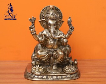Messing Ganesha Statue (30 cm): Hindu Gott der Anfänge
