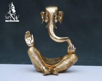 Ganesha Statue- 20CM Ganesh statue in Brass, Ganesh Figurine, Ganesha for new Beginning,Home, Decor, Temple, Corner, Entrance, Gifts.