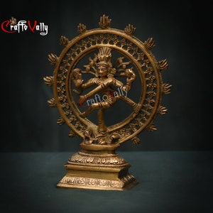Brass Nataraj Statue, 20CM Natraj Idol, Nataraj Sculpture, Dancing Shiva Statue, Nataraja Figurine for corner, Home, office Temple, gifts.